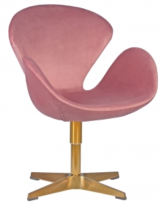 Кресло дизайнерское DOBRIN DOBRIN SWAN gold розовый велюр BLUVEL5