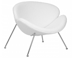 Кресло дизайнерское DOBRIN DOBRIN EMILY белый букле ткань , хромированная сталь